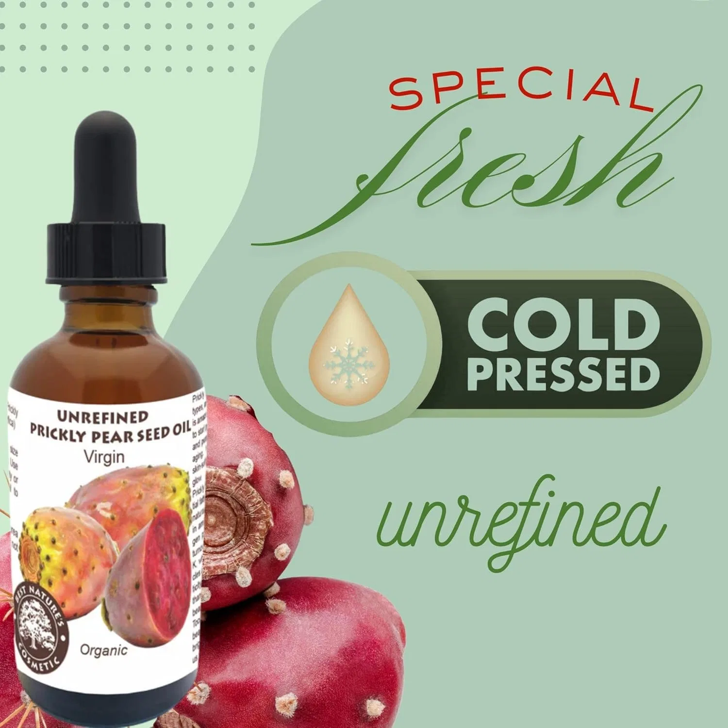 Масло для лица Best Nature'S Cosmetics — Органическое масло семян опунции PRICKLY PEAR, холодного отжима, % чистое — фото 2
