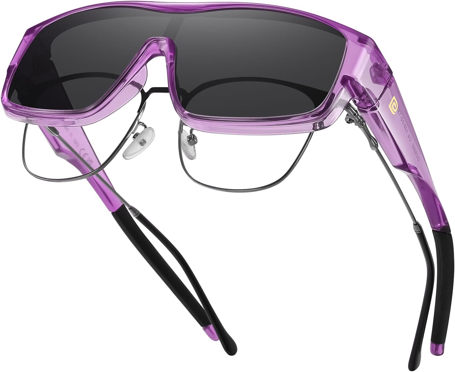 

Поляризованные спортивные солнцезащитные очки DUCO для мужчин и женщин, облегающие очки, подходят для езды на велосипеде и рыбалки, B Transparent Purple Frame Gray Lens