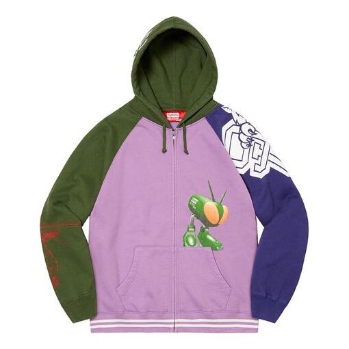

Толстовка x junya watanabe comme des garons man zip up hooded sweatshirt 'pink green navy' Supreme, розовый