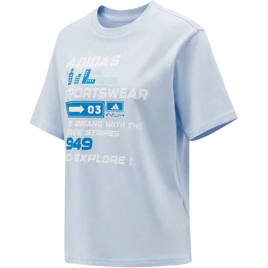 Футболка хлопковая Adidas Light Blue — фото 3