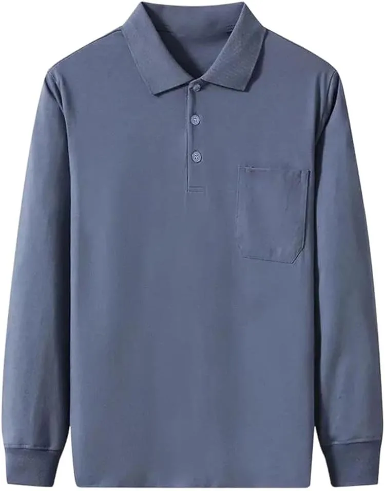 

Мужская хлопковая поло с длинным рукавом