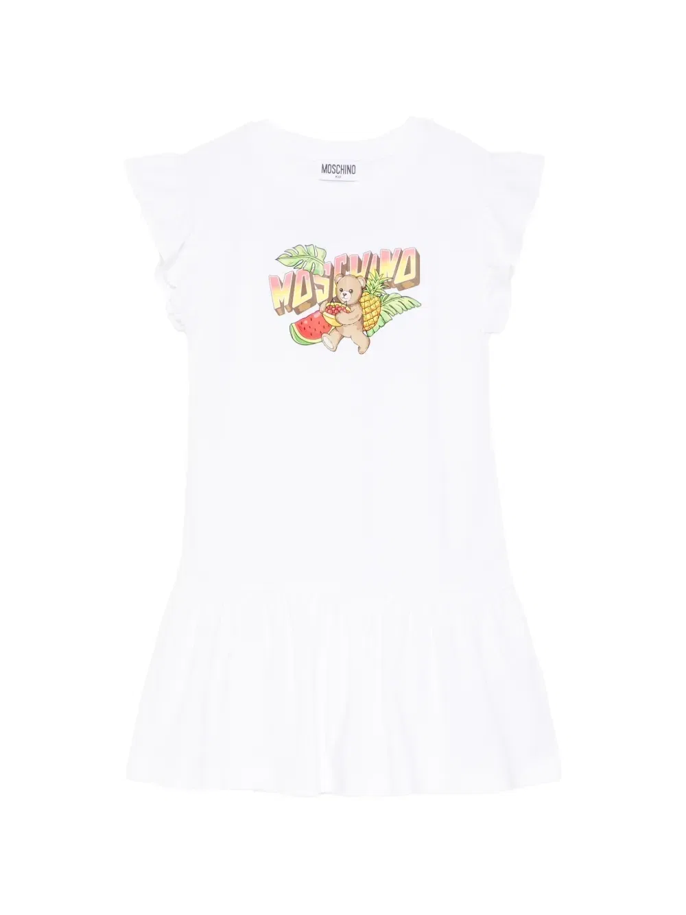 Платье с принтом в виде медвежонка Moschino Kids, белый