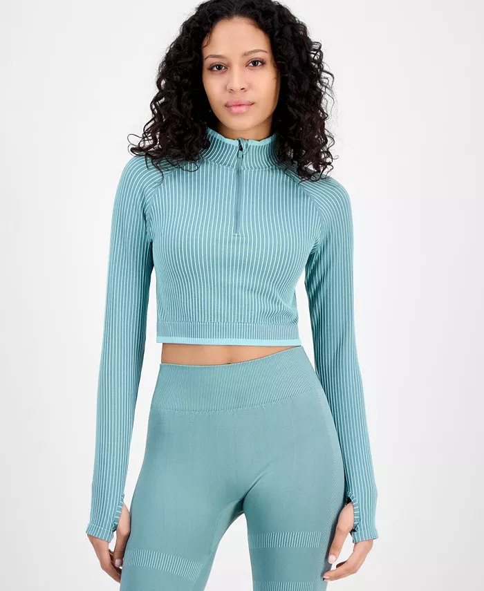

Толстовка Women's Half-Zip Crop Long-Sleeve Top ID Ideology, зеленый