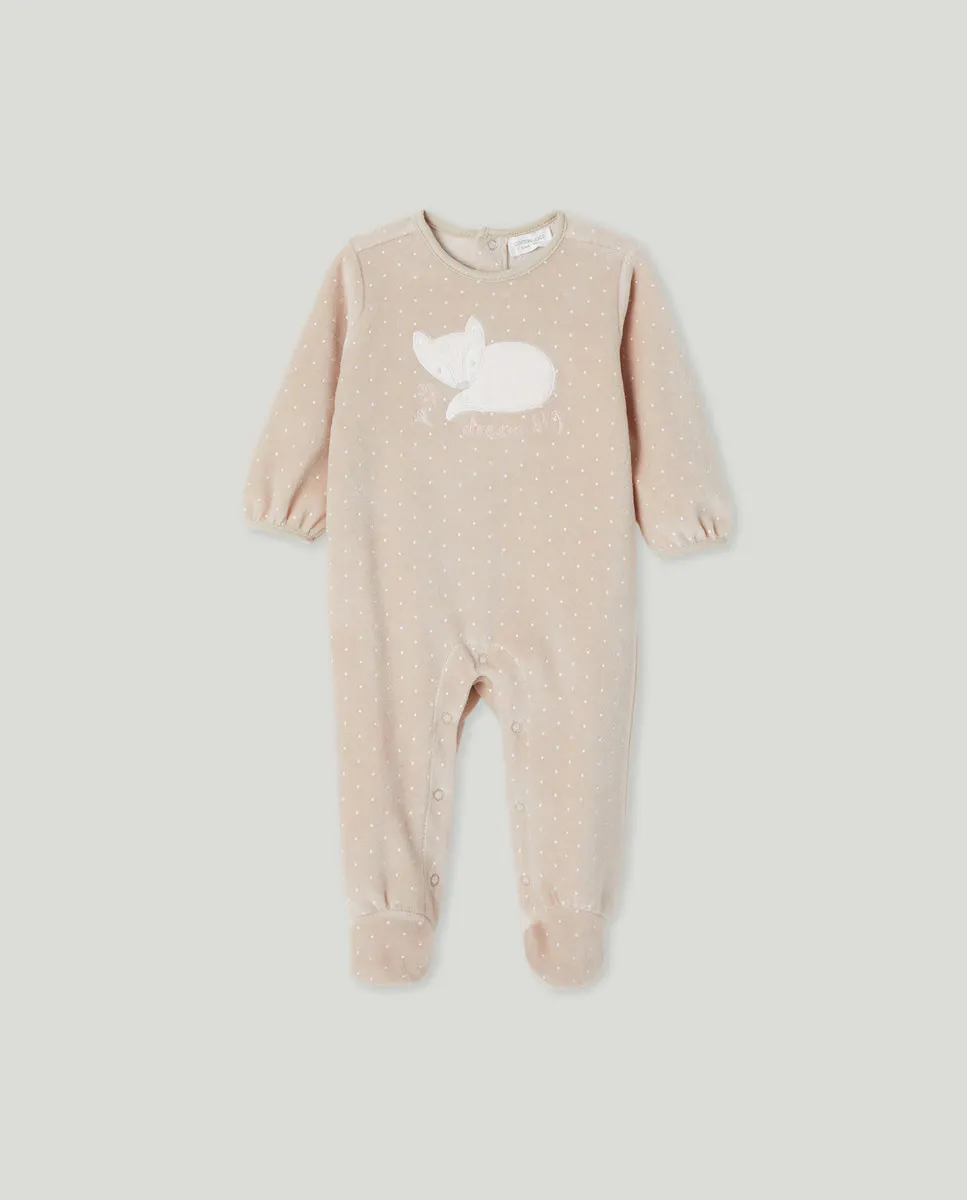 

Длинный комбинезон с липкой застежкой для девочки Cotton Juice, коричневый