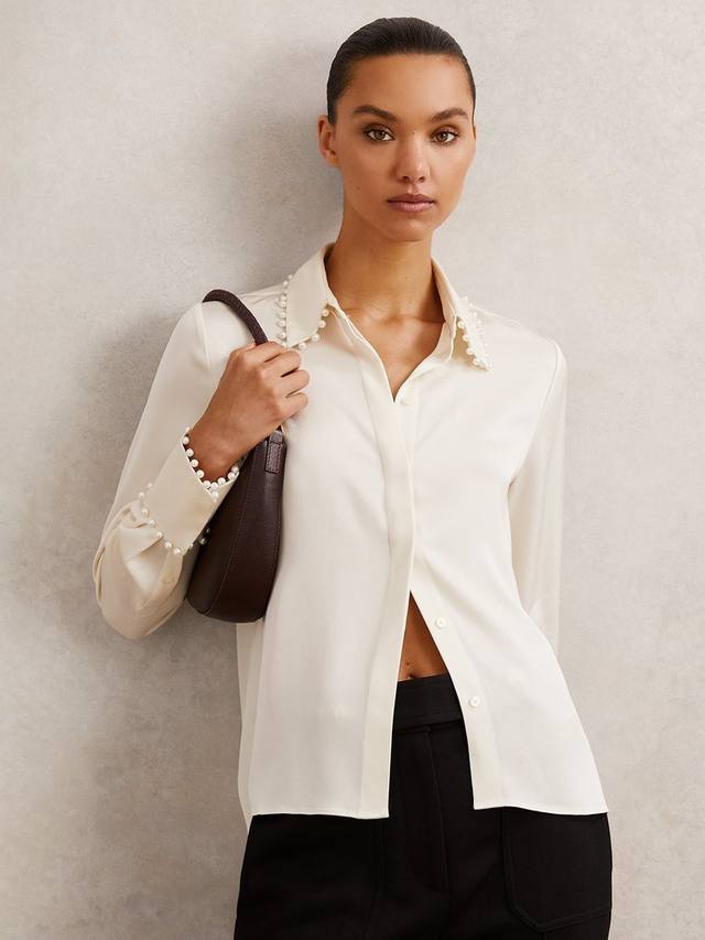 

Рубашка Lois Pearl с декоративными деталями Reiss, Ivory