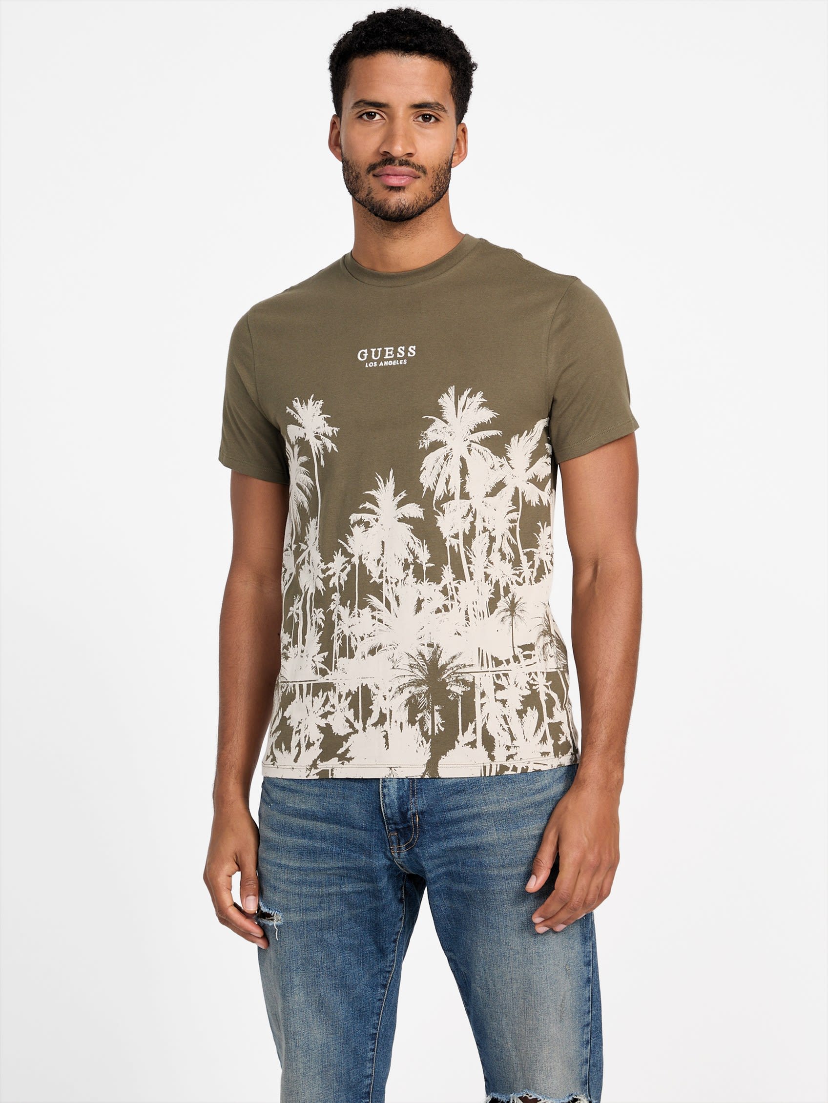 

Футболка Eco Bruno Palm Guess Factory, цвет dusty sage