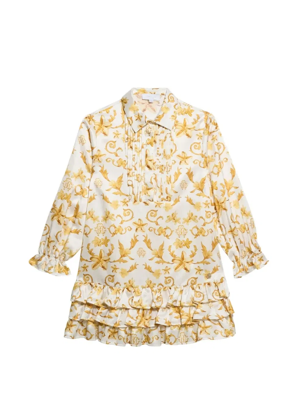 Блузка с оборками и цветочным принтом Roberto Cavalli Junior, белый