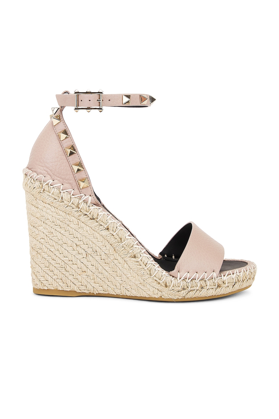 Эспадрильи Rockstud на клиновидной подошве Valentino Garavani, Poudre, Nero, & Naturale