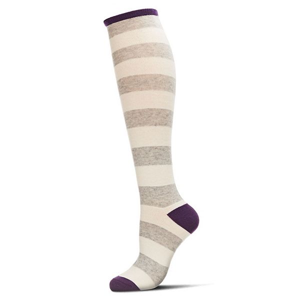 

Носки до колена Shaded stripes из смесового кашемира Memoi, Light Gray Purple