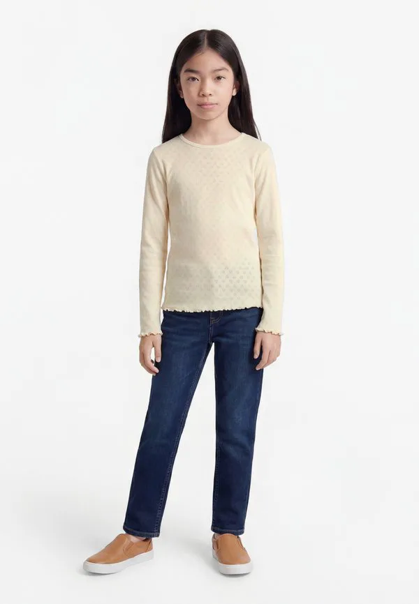 Футболка с длинным рукавом и ажурным узором в виде сердечек Copenhagen Colors, Cream