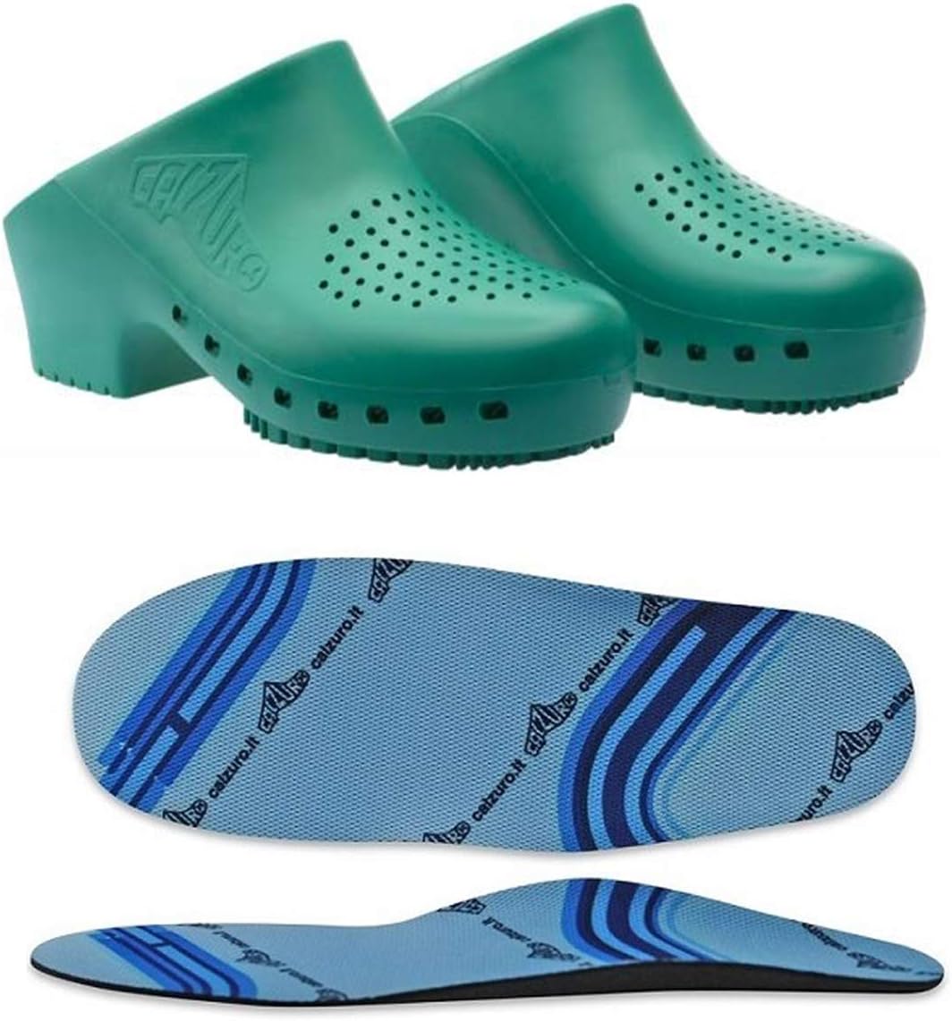 

Санитарные сабо Calzuro Classic S с отверстиями и профессиональной стелькой, маркировка CE, зеленый