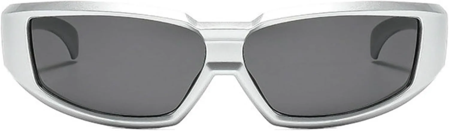 

Willochra Модные солнцезащитные очки в стиле Y2K с обтекаемой формой для женщин, узкие прямоугольные солнцезащитные очки, стильные винтажные панк-очки, C3