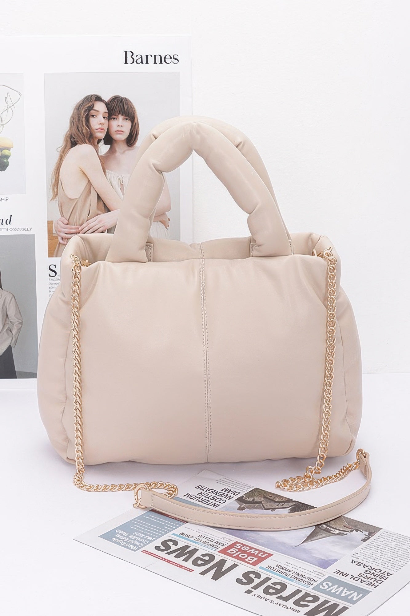 

Искусственная кожаная сумка-тоут с мягкой подкладкой FASHNZFAB, Nude