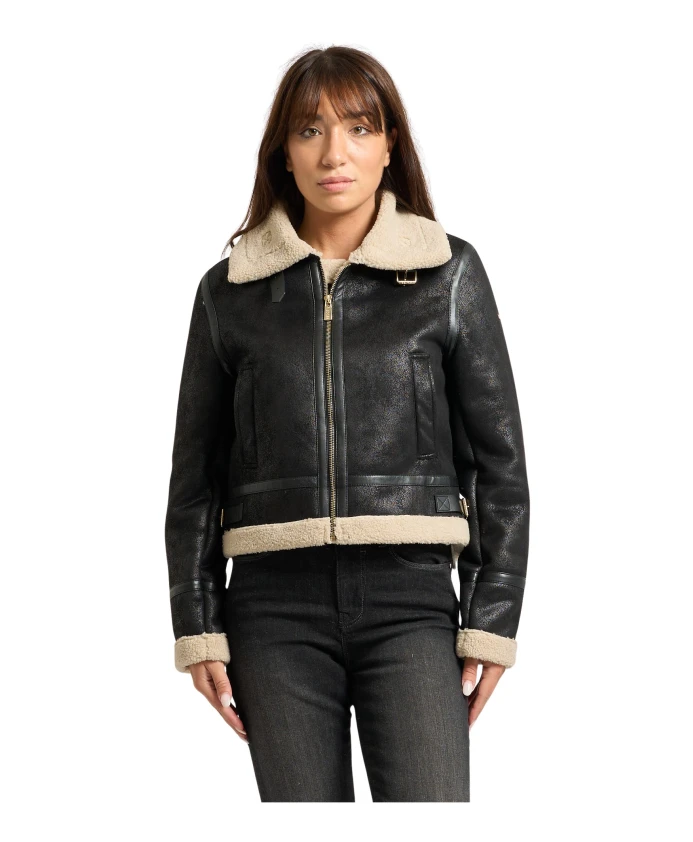 

Черная куртка-«мишка» с искусственным мехом. Yes Zee, черный