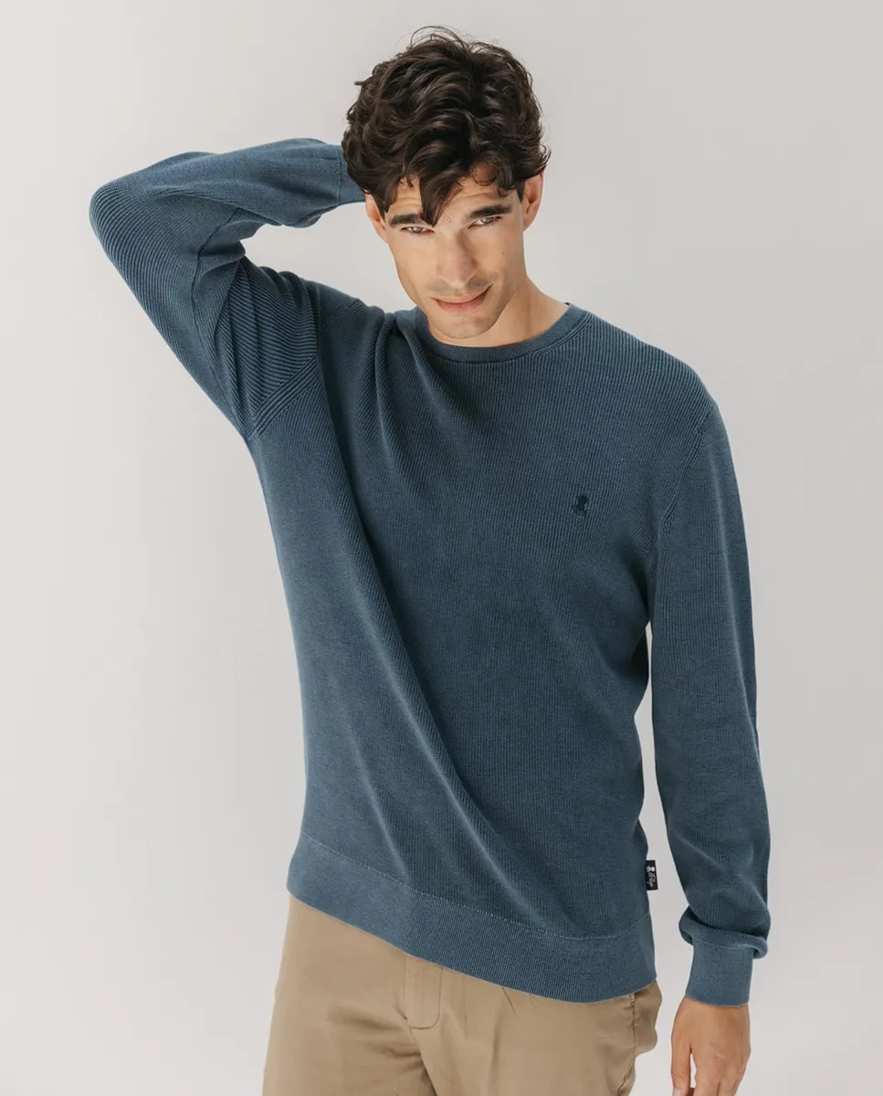 

Базовый мужской джемпер с вышитым логотипом на груди El Pulpo, индиго