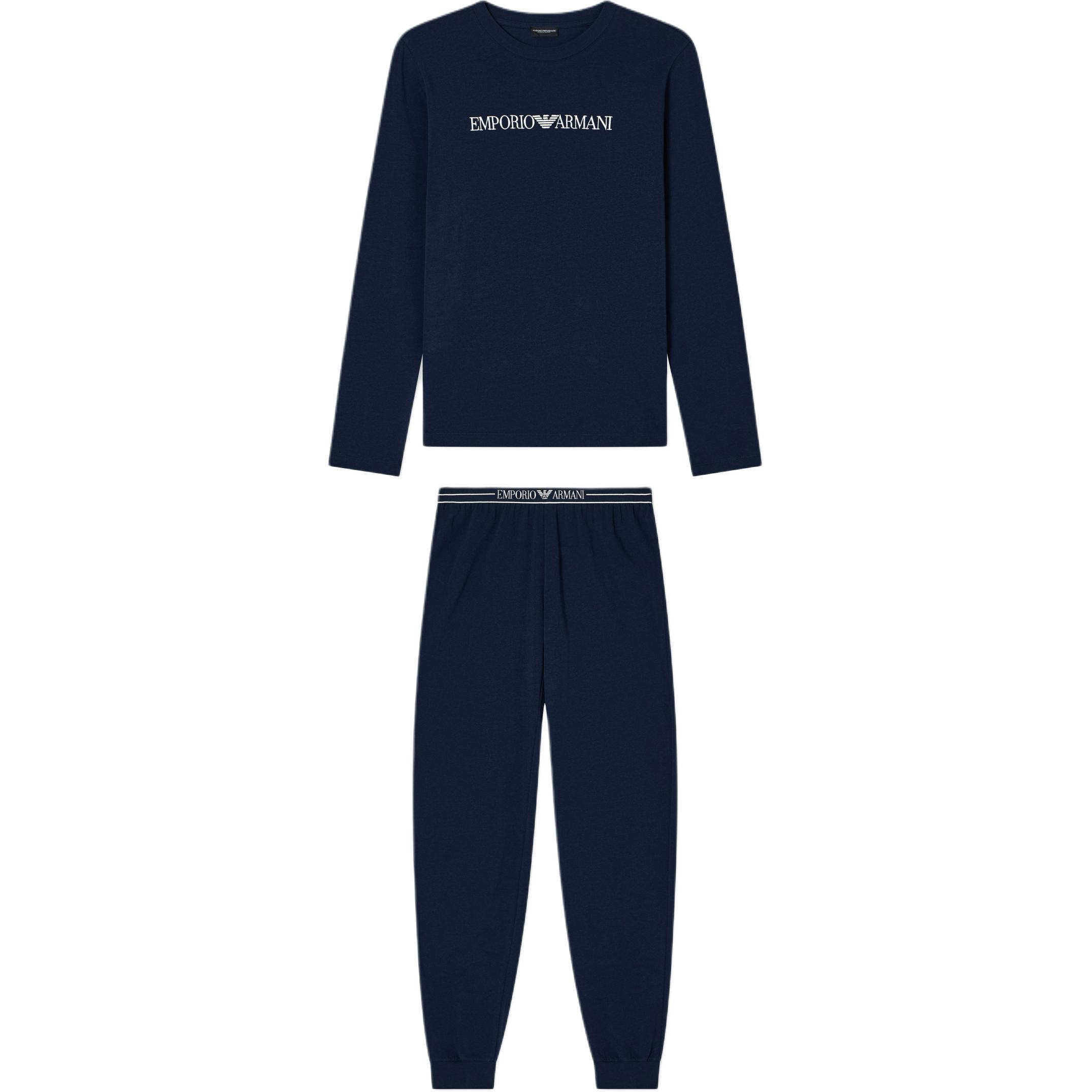 

Футболка с длинными рукавами и вышитым логотипом Emporio Armani, синий