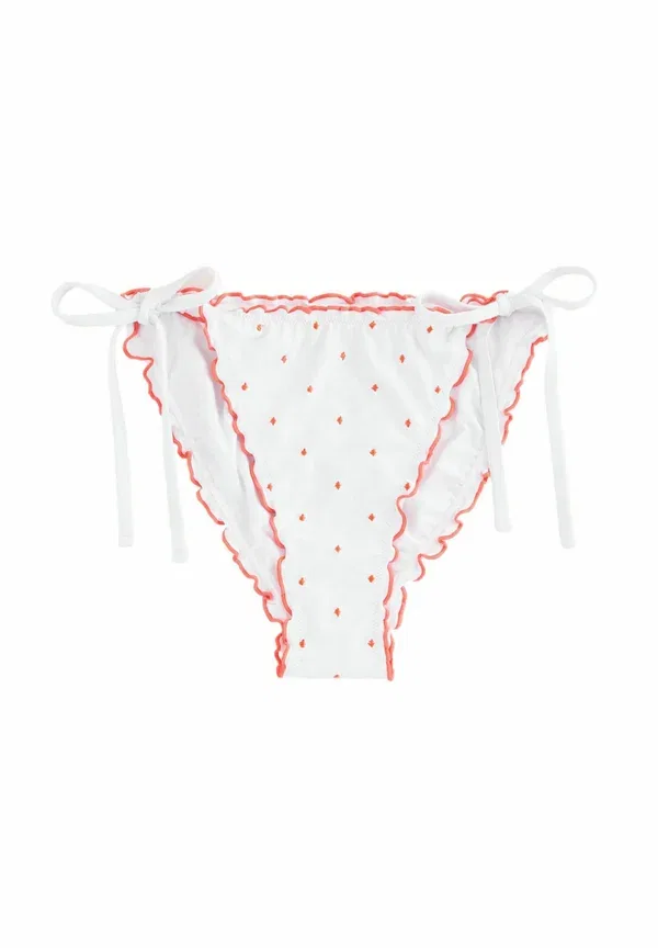 Бикини-шортики с завязками по бокам Next, Lettuce edge tie side bikini bottoms, белый/персиковый