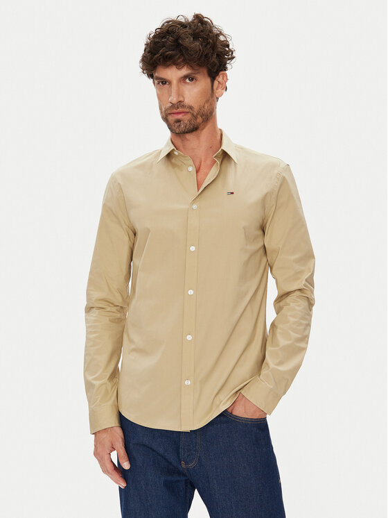 

Рубашка slim fit Original DM0DM04405 Tommy Jeans, бежевый