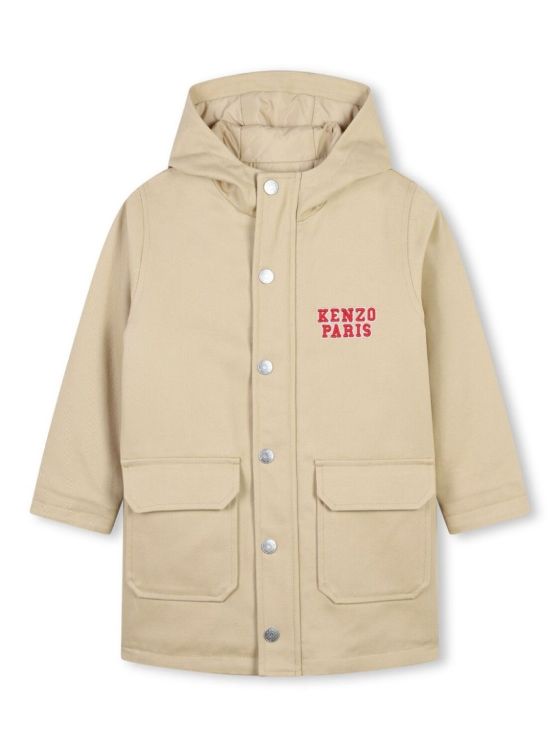 

Kenzo Kids твиловая парка с вышивкой, нейтральный цвет
