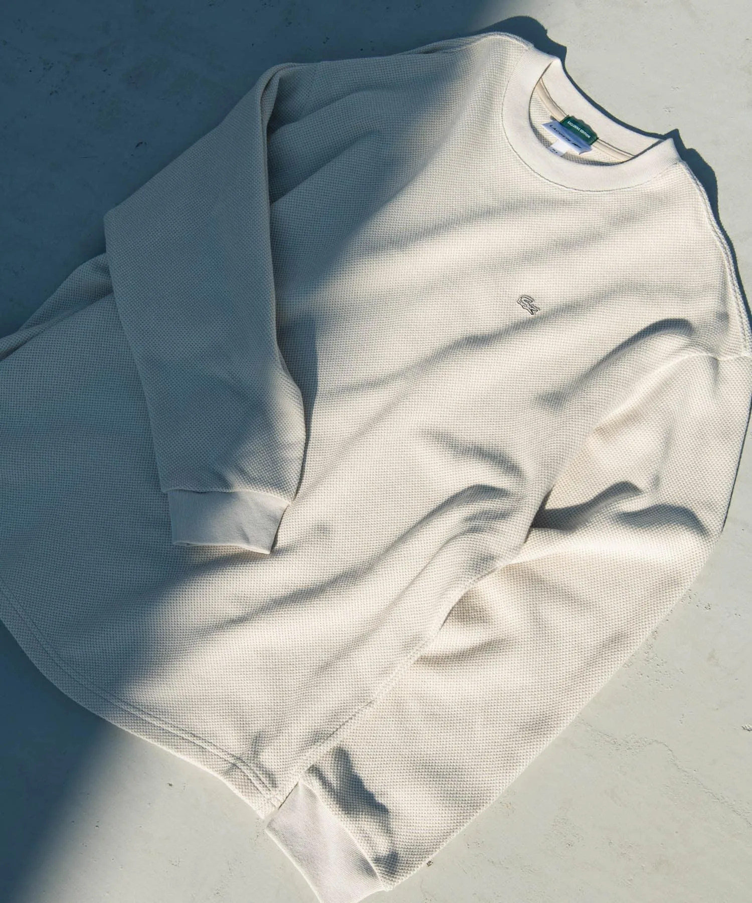 Мужская футболка с длинным рукавом LACOSTE x DOORS THICK PIQUE ROUND зеленый — фото 2