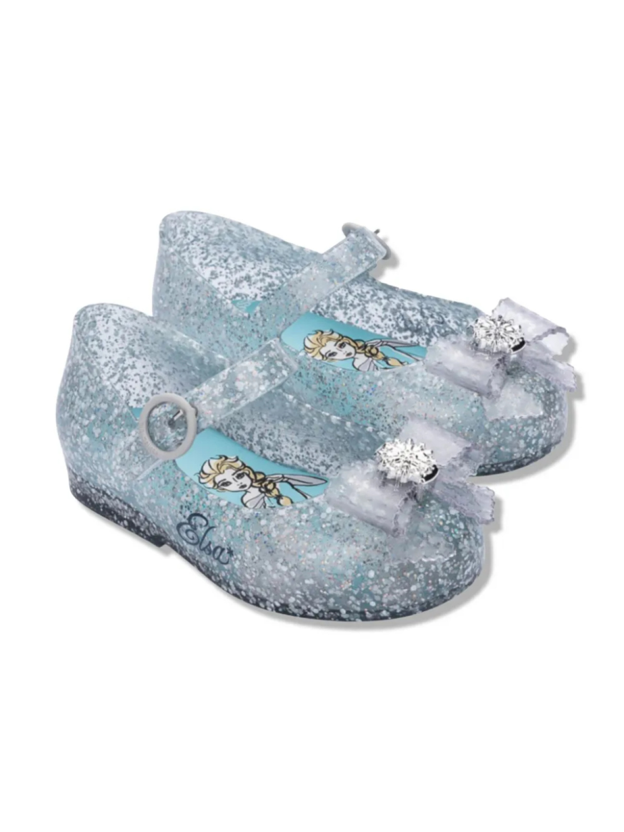 

Блестящие балетки с принтом Elsa Mini Melissa, синий