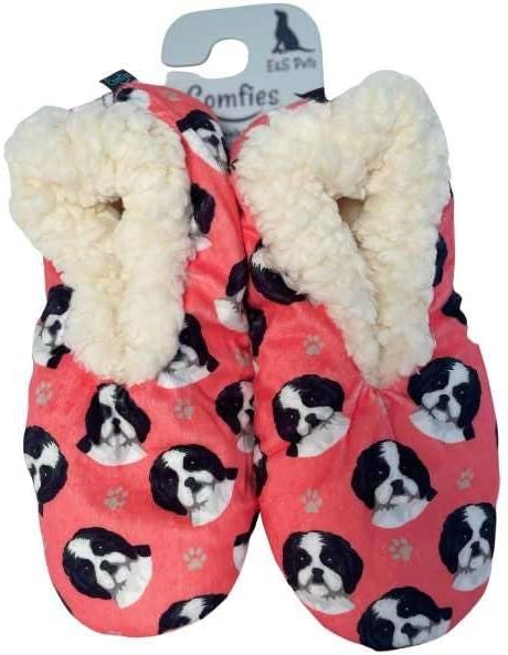 Тапочки Comfies - Уютные домашние тапочки с шерпой для женщин и мужчин - Домашняя обувь - Подарок любителям животных - Нескользящая подошва - Один размер подходит большинству - Унисекс, Shih Tzu — фото 2