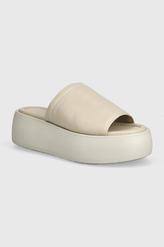 

Кожаные шлепанцы Flatform Slide Lth Calvin Klein, бежевый