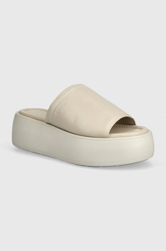 Кожаные шлепанцы Flatform Slide Lth Calvin Klein, бежевый