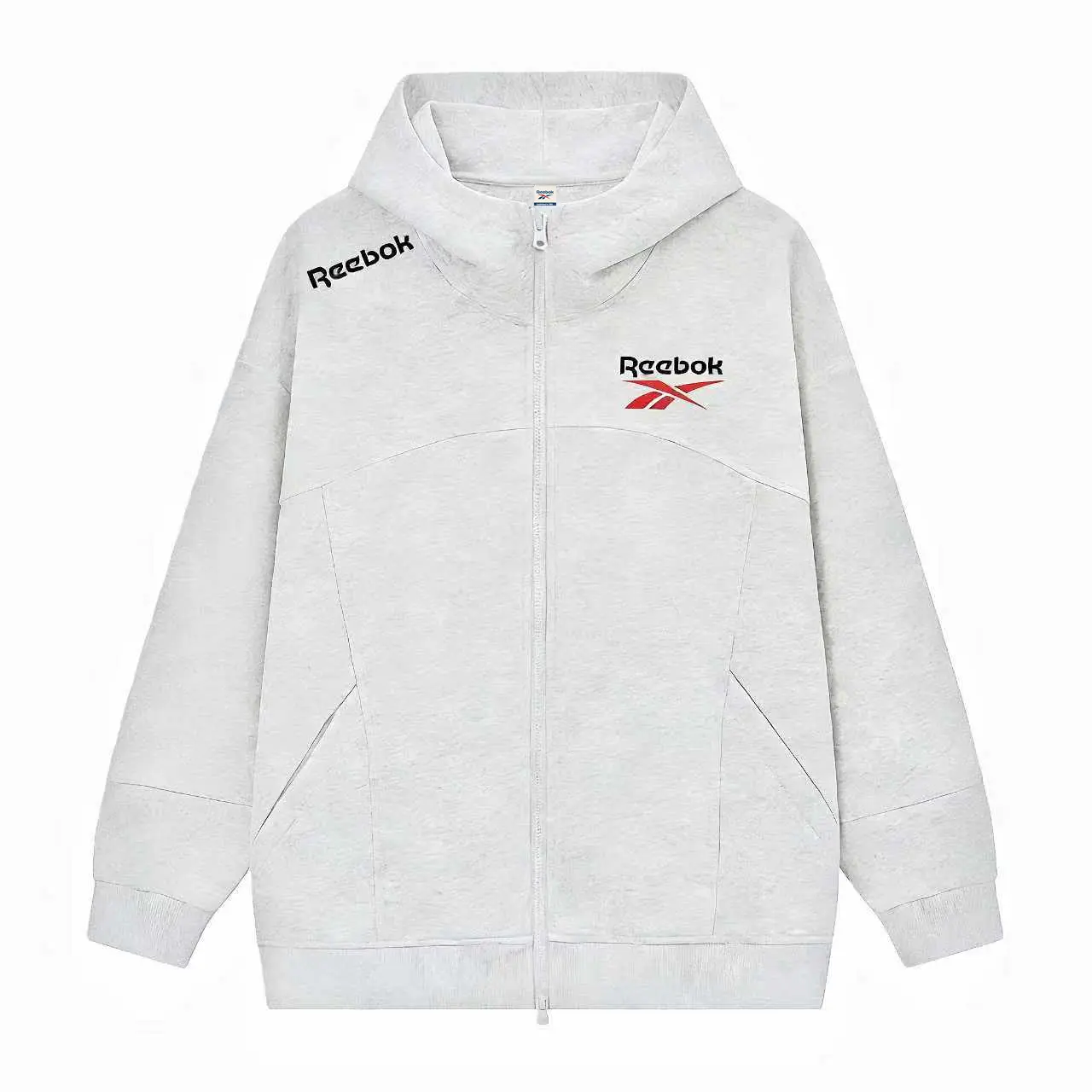 

Толстовки Unisex с капюшоном, кардиган Moderate Reebok, heather серый (320 g hooded double zippers)