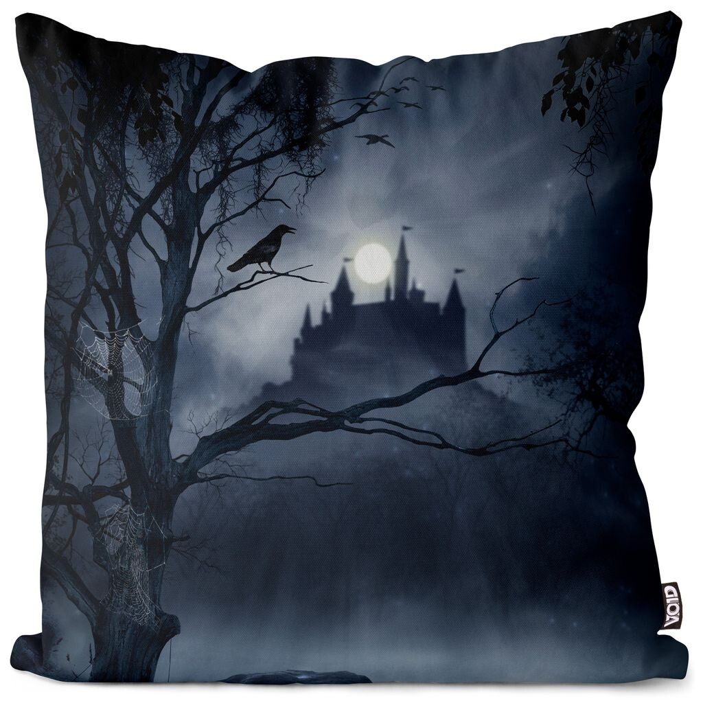 

VOID Scary Castle Moon Raven Чехол на подушку Полиэстер Водонепроницаемая подушка для улицы и дома Размер: 60 x 60 см