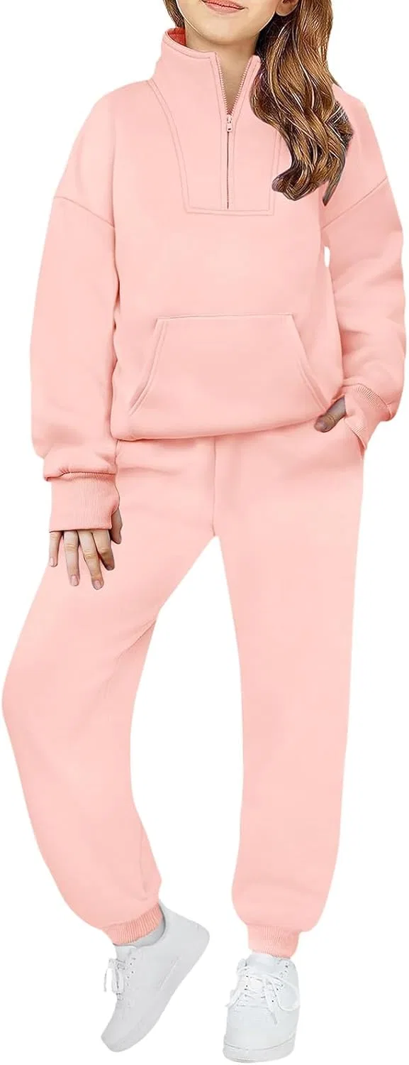 Спортивный костюм для мальчиков и девочек, 2 предмета, флис, Pink