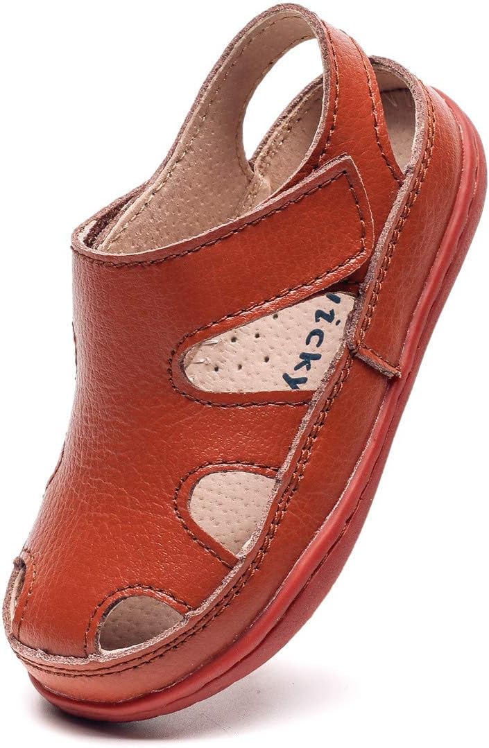 

Детские кожаные босоножки DADAWEN для мальчиков и девочек с закрытым носком, для улицы и пляжа, летние спортивные сандалии, водоотталкивающие (малыши/младшие дети/старшие дети), коричневый