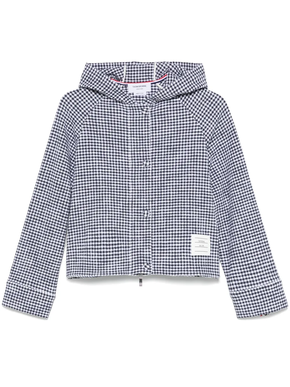 

Твидовый жакет в клетку гингем THOM BROWNE, черный