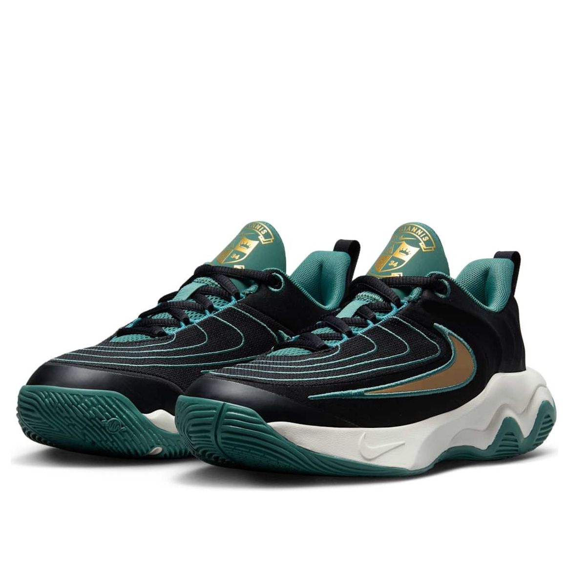 Кроссовки (GS) Nike Giannis Immortality 4 'Black Bicoastal Pale Ivory Metallic Gold' — фото 3