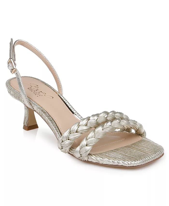 Женские сандалии Sharon Square Toe Dress Jewel Badgley Mischka, коричневый/бежевый
