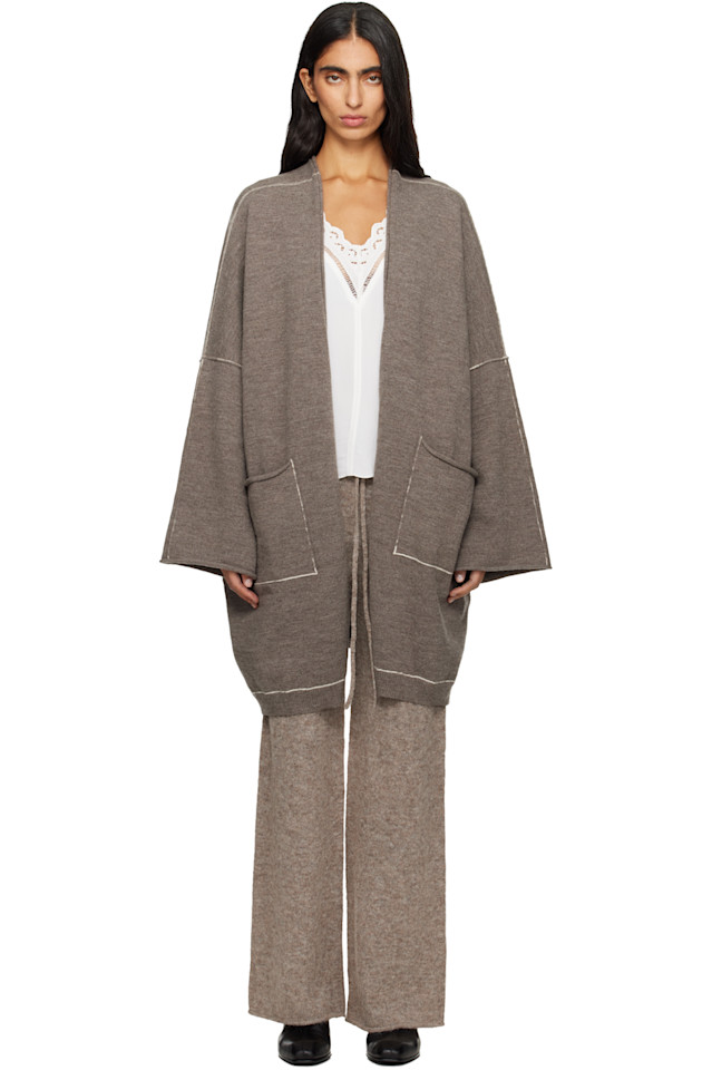 

Lauren Manoogian Широкий кардиган серого цвета с вышивкой