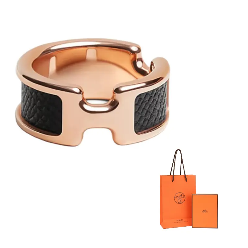 

Olympe Metal Rings Unisex HERMES, черный/розовый золотой