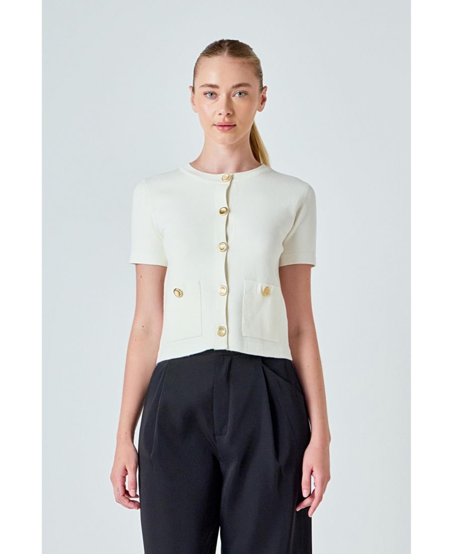 

Женский кардиган с коротким рукавом и застежкой на пуговицы endless rose, Cream