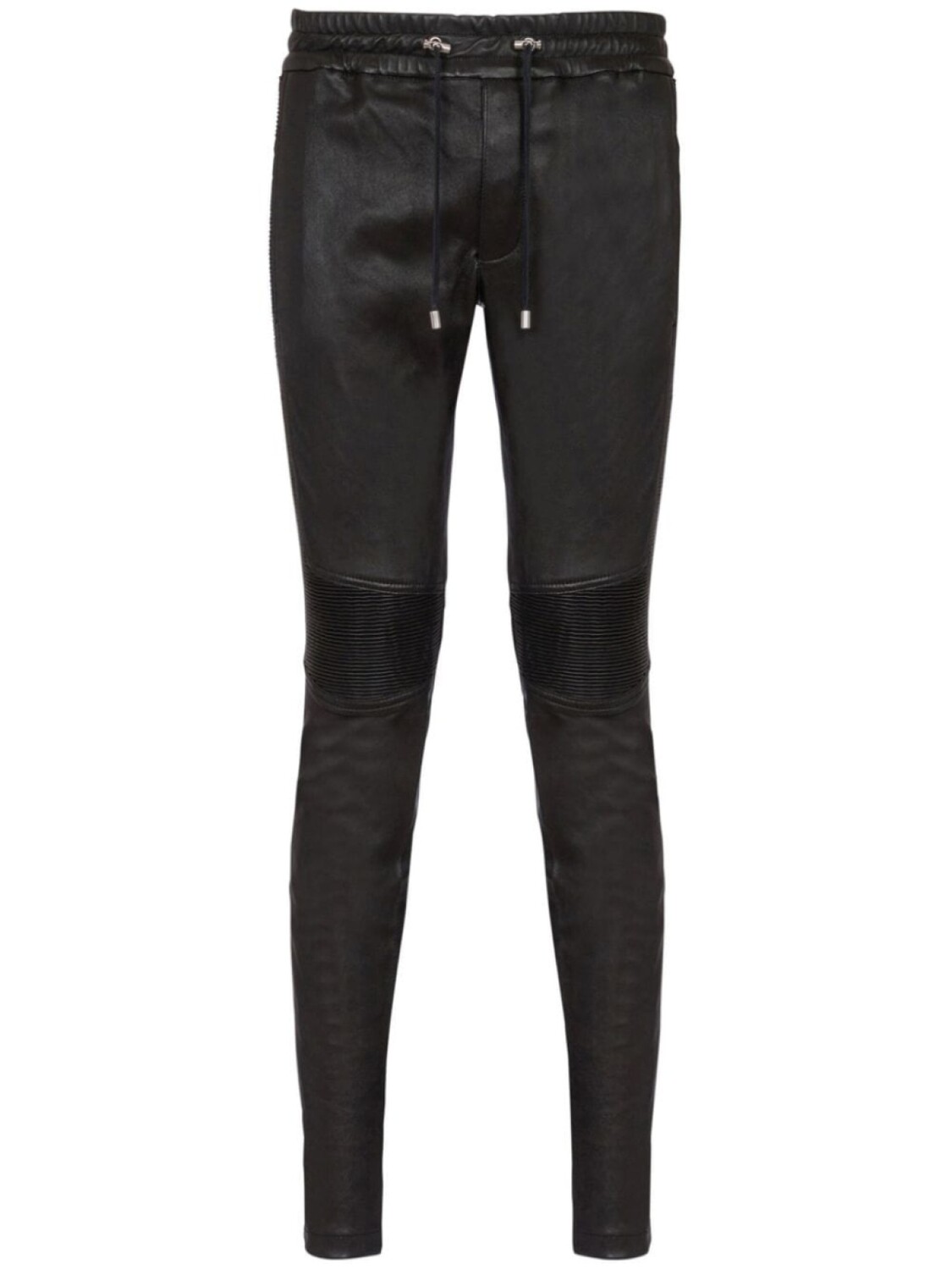 

Balmain кожаные брюки с кулиской, черный