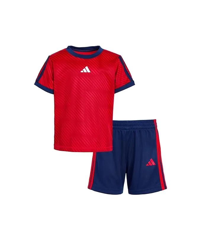 Детский спортивный костюм All Over Print Soccer Top Shorts Set Adidas Kids, Pure Ruby