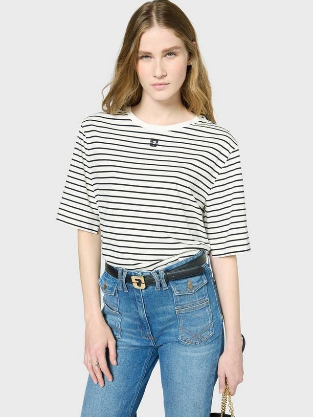 

Футболка с мини-логотипом в полоску Gerard Darel, экрю