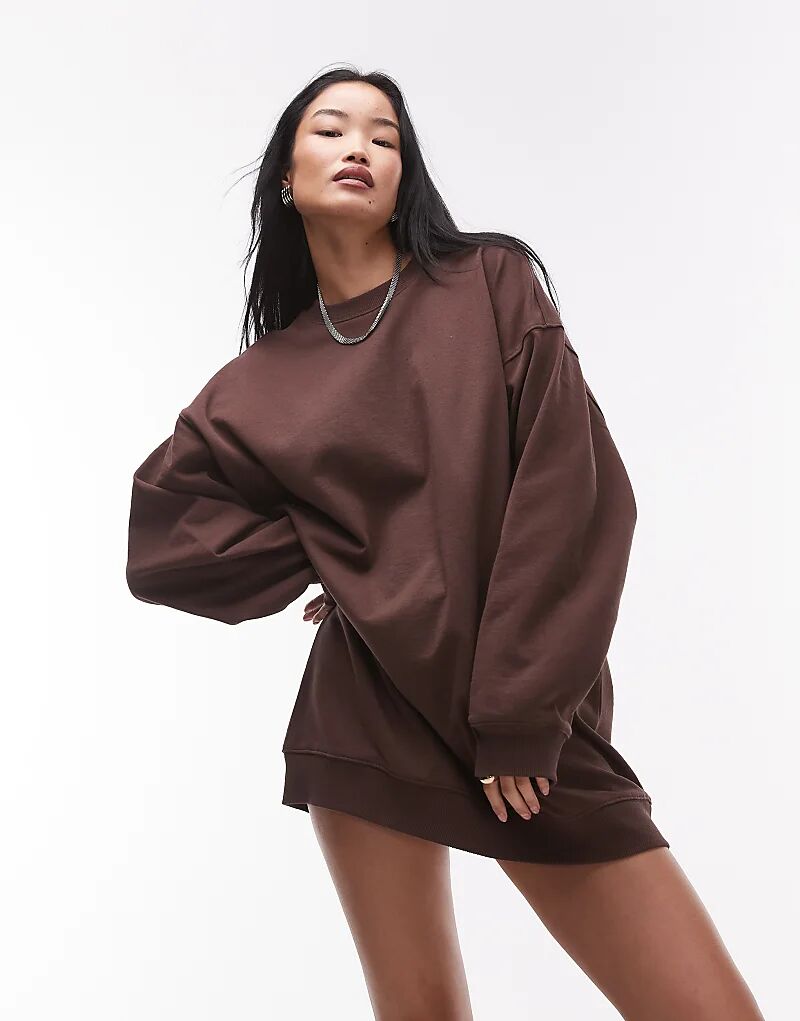 

Платье-толстовка свободного покроя коричневого цвета Topshop
