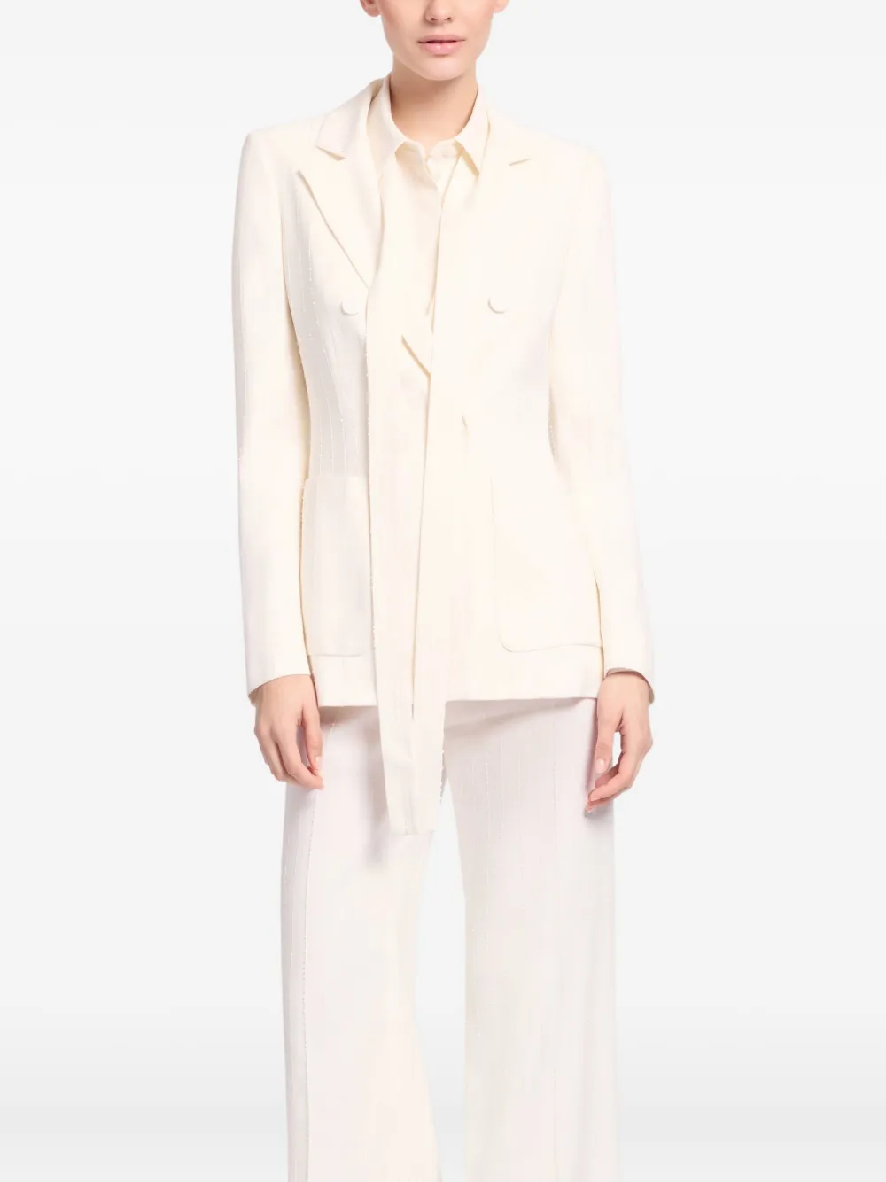 

Декорированный блейзер из крепа в полоску Elie Saab, белый