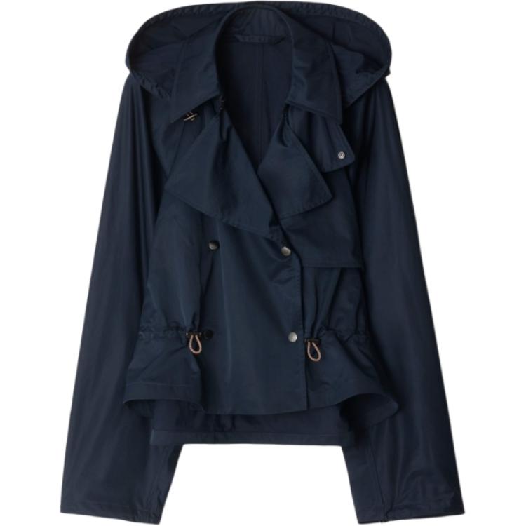 

Burberry Атласное плащ-пальто с капюшоном, Marine Blue