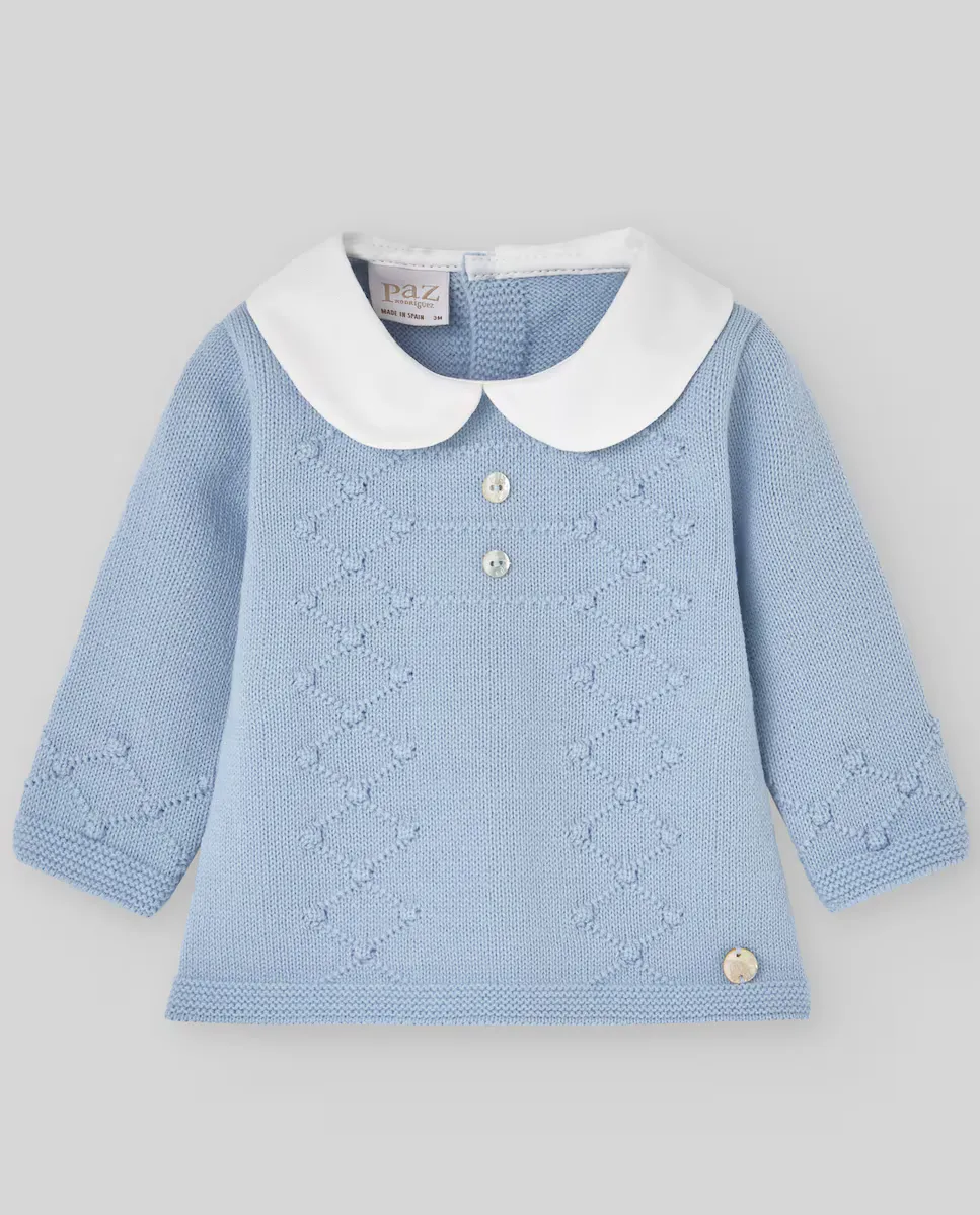 

Свитер для девочки с ромбами и бодоками PAZ Rodríguez, синий