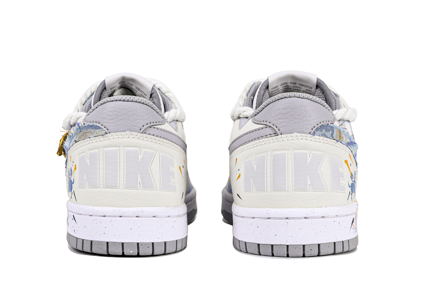 Большие скейтборд кроссовки мужские low top gray Nike, белый/синий/золотой — фото 3