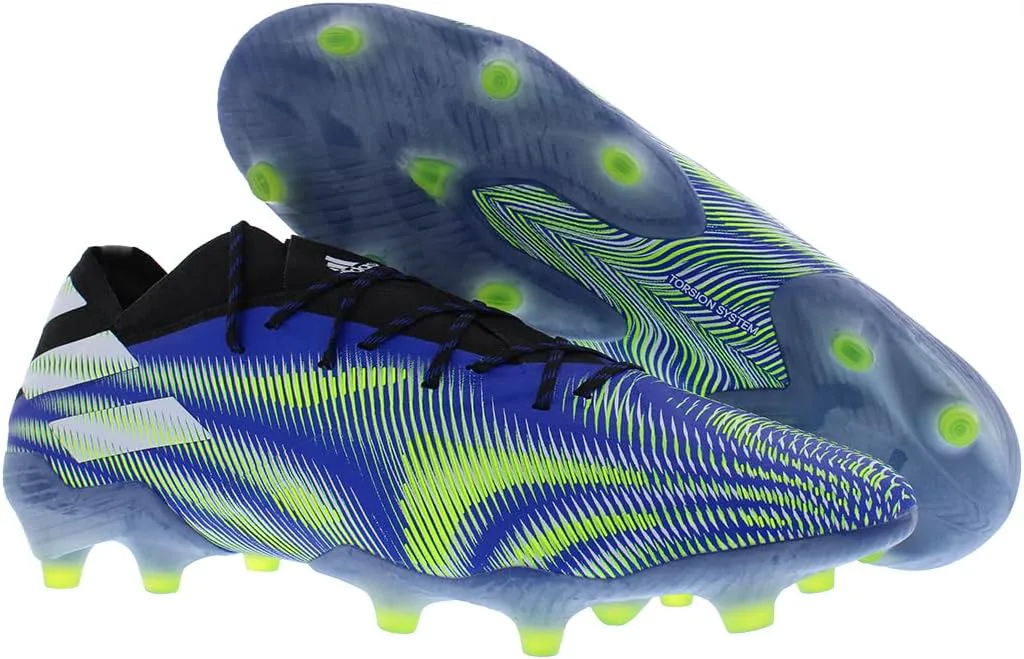 Мужские футбольные бутсы Adidas Nemeziz 19.1 для твердого грунта, синий/белый/желтый — фото 4