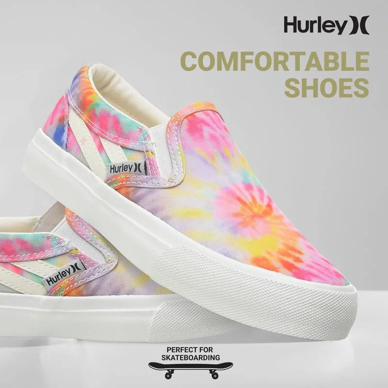 Детские слипоны Hurley из холщовой ткани для скейтбординга для мальчиков и девочек - легкие низкие кроссовки для скейтбординга для детей — фото 4