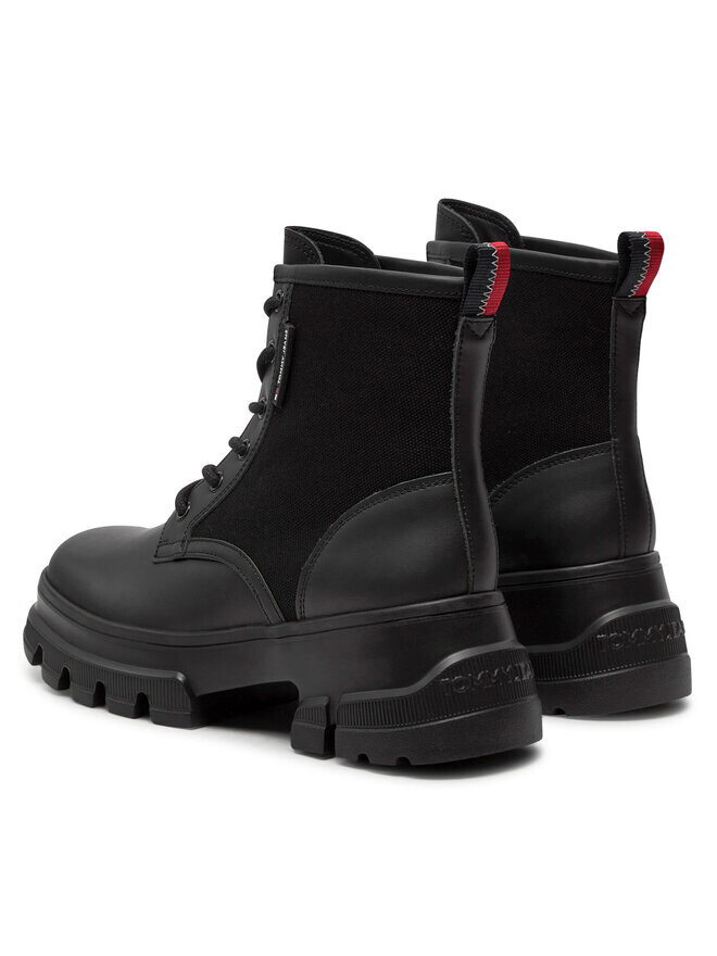 Сапоги Tommy Jeans Tjw Chunky Lace Up Boot Mix Mat, черный — фото 3