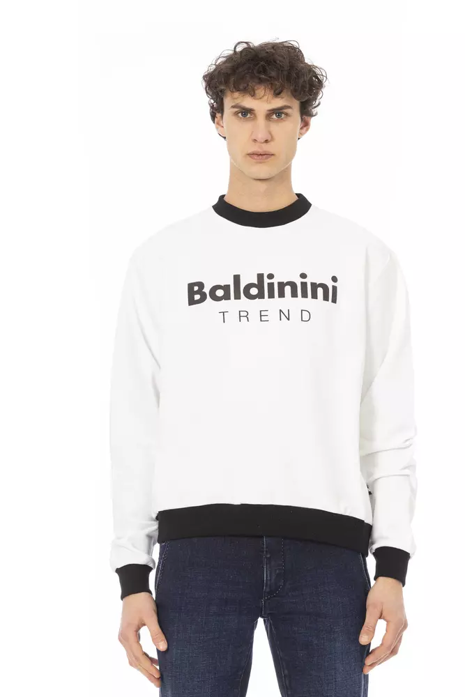 

Белый хлопковый мужской свитер Baldinini Trend